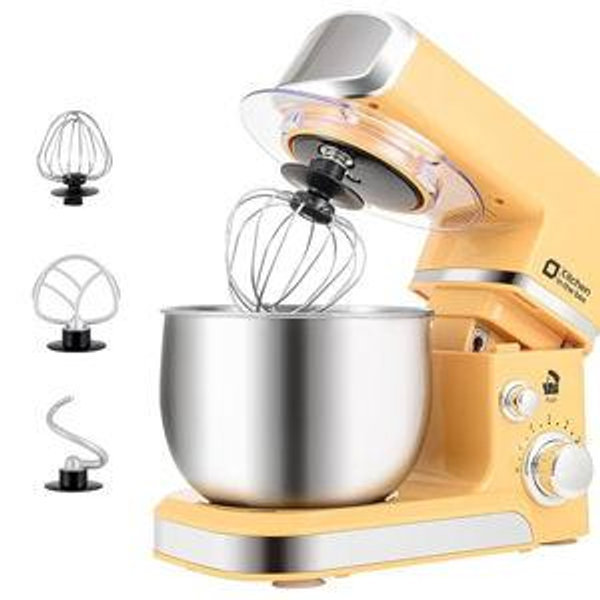 Kitchen in the box Stand Mixer,3.2Qt Small Electric Food Mixer,6 Speeds Portable Lightweight Kitchen Mixer for Daily Use with Egg Whisk,Dough Hook,Flat Beater (Yellow)