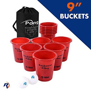 Jumbo Beer Pong Set for Outdoors - Fun Drinking Games for Adults, College Age - Jumbo Cup and Pong Throwing Game for Yard, Party, Bar, Lawn, Backyard, Tailgating - Fun Outside Games