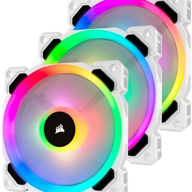 Corsair LL Series, LL120 RGB, 120mm RGB LED Fan, Triple Pack with Lighting Node PRO- White, Lighting Node PRO Included, CO-9050092-WW (Renewed)