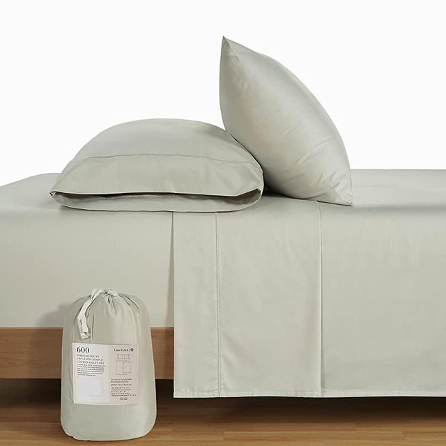 LANE LINEN 100% Cotton King Bed Sheets 4 Pc Size Long Staple Combed Set Satin Sheet Hotel Quality Bedding & Pillowcases 17" King deep Pocket Sheets Set - Mineral