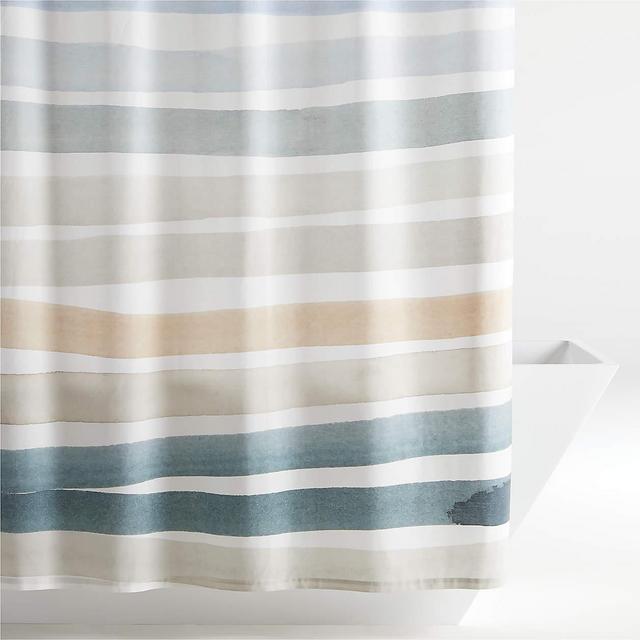 Crate & Barrel Kasura Stripe Watercolor Shower Curtain
