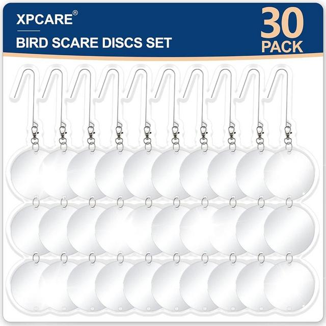 XPCARE 30 Pcs Bird Scare Discs -Highly Reflective Double-Sided Reflectors, Upgraded Discs Set Reflective to Keep All Birds Away Like Woodpeckers, Pigeons, Ducks