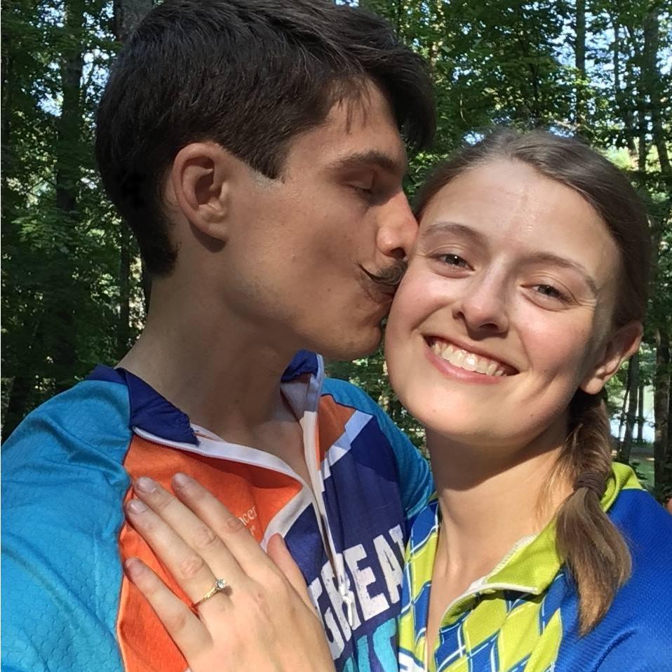 Moments after we got engaged at our campsite in Wells State Park!