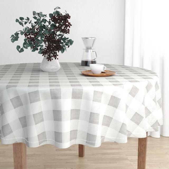 MALAY ROUND TABLECLOTH Hand Drawn Buffalo Check