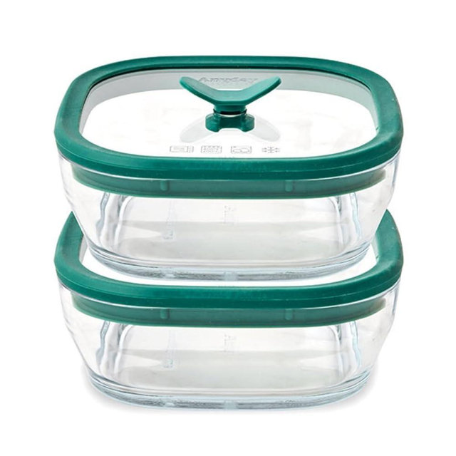 Anyday 2 Pack 2.5 Cup Microwavable Glass Lunch Containers With Glass Lids, Microwave Safe Lunch Bowls with Lids for Work, Food Storage, Bento Box Meal Prep Container