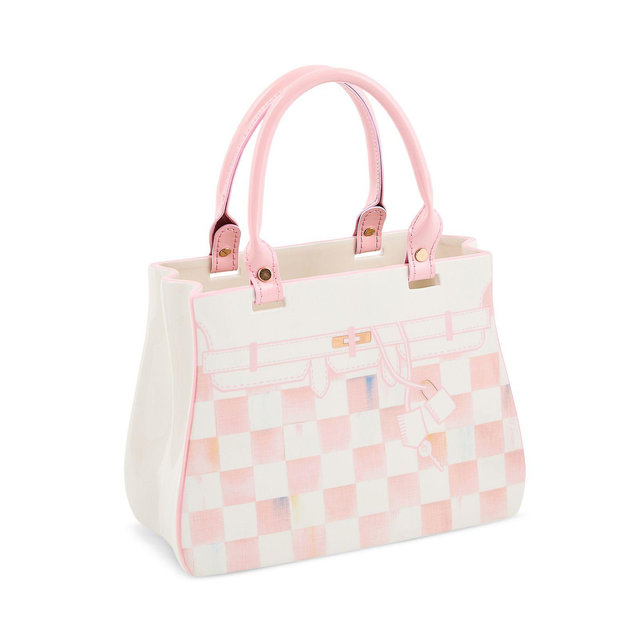 MacKenzie-Childs Rosy Check Doodles Handbag Vase