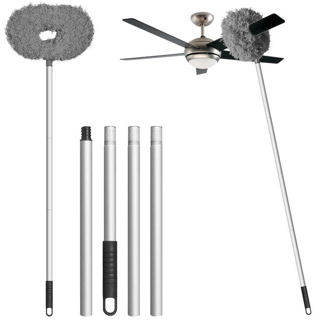 Eunice Ceiling Fan Duster with Extension Pole, Adjustable and Removable Fan Cleaner Blade for High Ceiling, Fan Cleaner for Window Door Furniture (Gray)