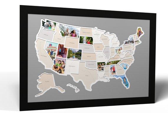 50 States Photo Map - A Unique USA Travel Collage
