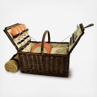 4-Person Buckingham Picnic Basket with Blanket