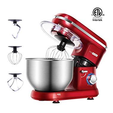 VIVOHOME Stand Mixer, 650W 6-Speed 6-Qt. Tilt-Head Kitchen Electric Food Mixer with Beater, Dough Hook and Wire Whip, Red, ETL Listed