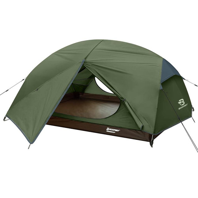 Bessport Camping Tent for 2-3 Person, Lightweight Backpacking Tent Waterproof Windproof Two Doors Easy Setup Double Layer Outdoor Tents for 3 to 4 Seasons, Suitable for Outdoor,Hiking,Camping