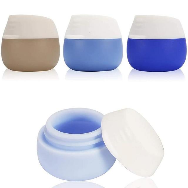 Travel Containers for Toiletries, Gemice Silicone Cream Jars, TSA Approved Travel Size Containers Leak-proof Travel Accessories with Lid for Cosmetic Makeup Face Body Hand Cream (4 Pieces) (Blue)