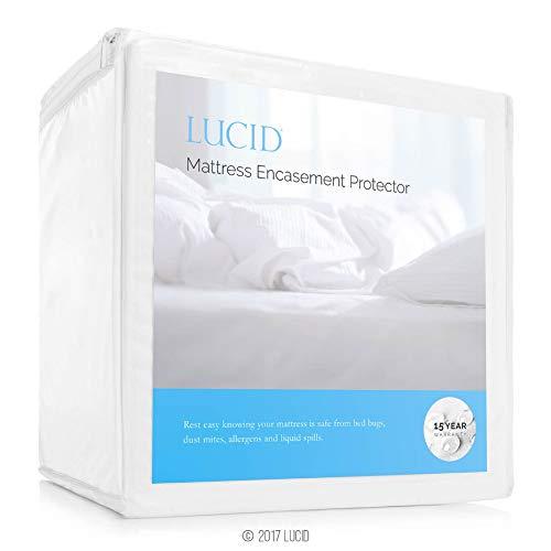 LUCID Encasement Mattress Protector - Completely Surrounds Mattress for Waterproof, Allergen Proof, Bed Bug Proof Protection -15 Year Warranty - Queen size