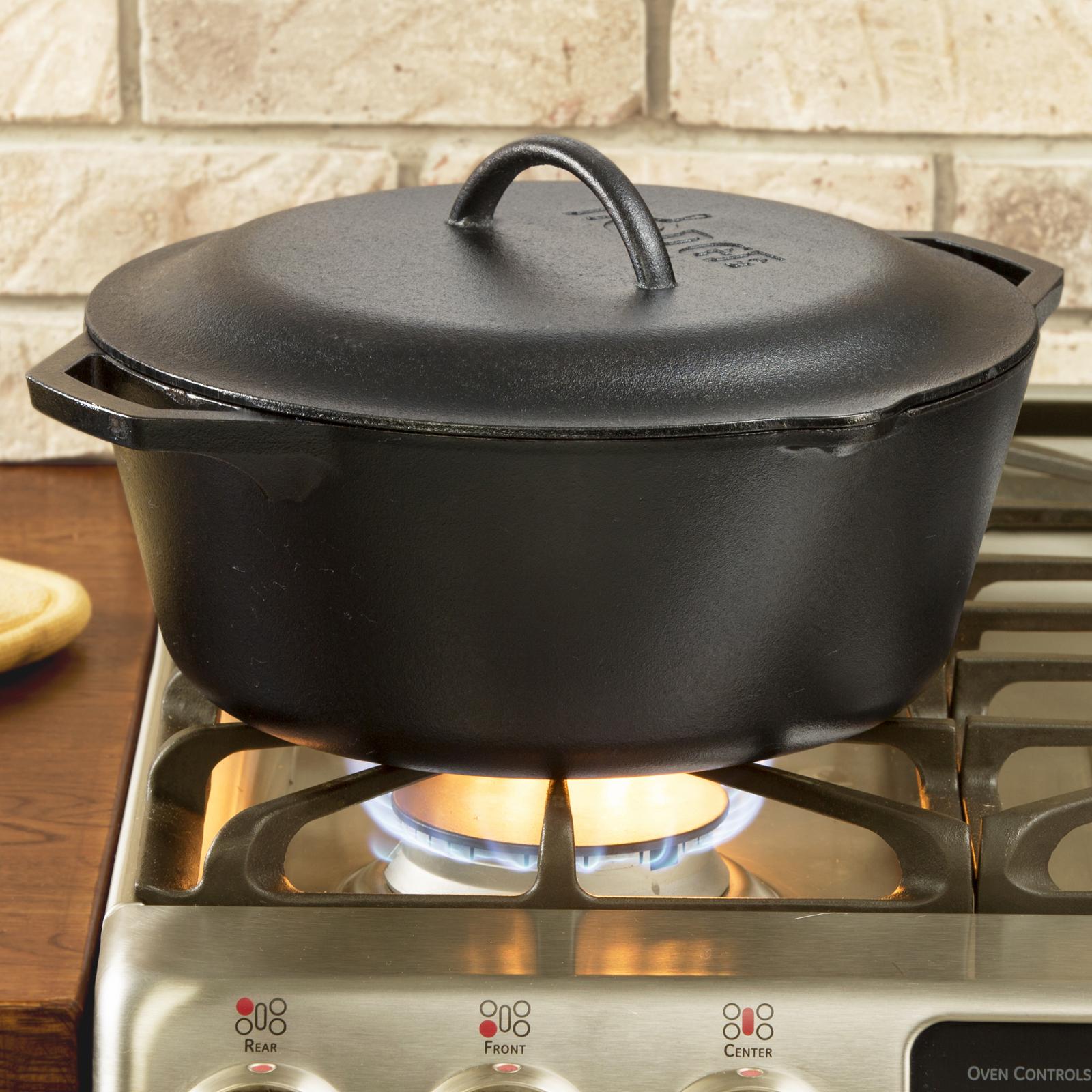 Lodge Pre-Seasoned Cast Iron Double Dutch Oven With Loop Handles