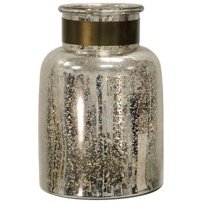 13&#34; x 8&#34; Hurricane Jar with Metal Band Antique Silver - StyleCraft