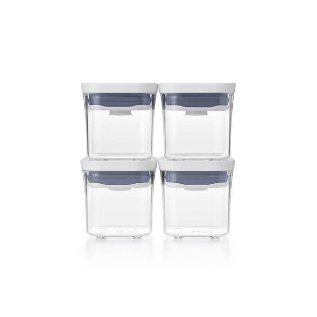 OXO POP 4pk Plastic Mini Square Food Storage Container Set White