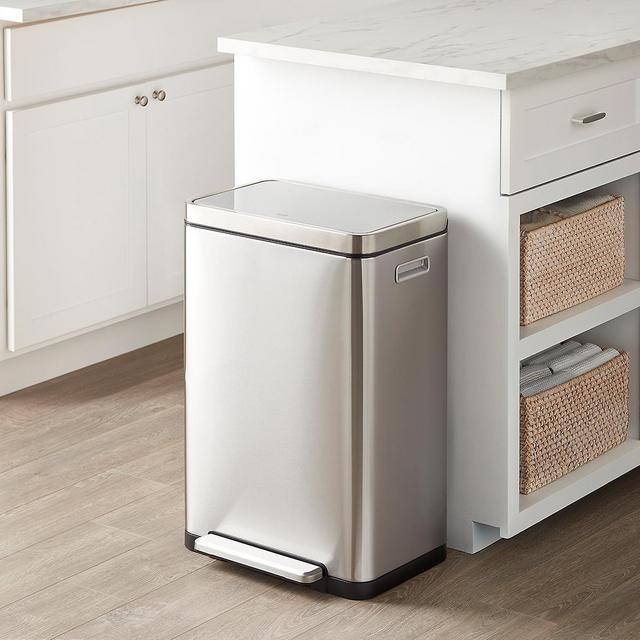 10 gal./40L Stainless Steel Dual Recycler Step Trash Can