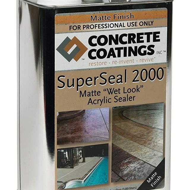 CC Concrete Coatings SuperSeal 2000 Acrylic Sealer - Easy to Apply, Professional Grade, Fast Drying w/Matte Wet Look Finish (1 Gal)