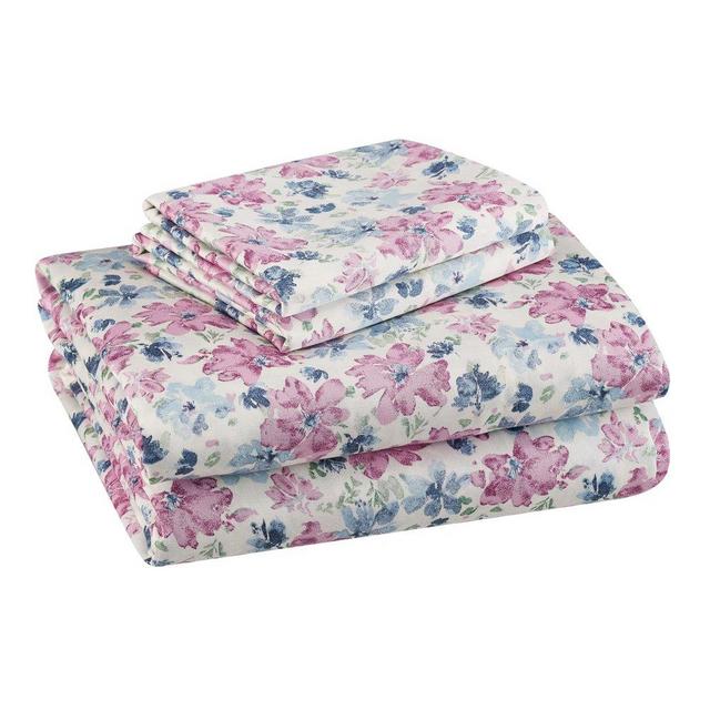 Better Homes & Gardens 300 Thread Count 100% Cotton Wrinkle Resistant Sheet Set, Queen Purple Floral