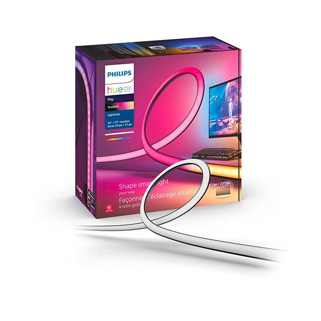 Philips Hue White and Color Ambiance Gradient PC LED Lightstrip for 24" to 27" Monitors, Requires Hue Hub, Compatible with Alexa, HomeKit, and Google Assistant, Black