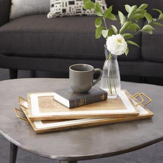 2-Piece Modern Wood Tray Set