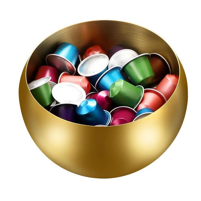 ELLDOO Coffee Pod Holder, Gold Metal Coffee Pod Storage for K Cup Nespresso Vertuo Keurig, Creamer Organizer Candy Bowl Fruit Jar for Countertop Kitchen Breakroom (Without Base)