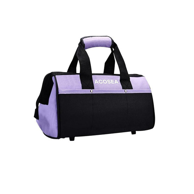 ACOSEA Purple Tool Bag,13 Inch Wide Mouth Open Tool Organizer with 12 Storage Pockets (Purple)