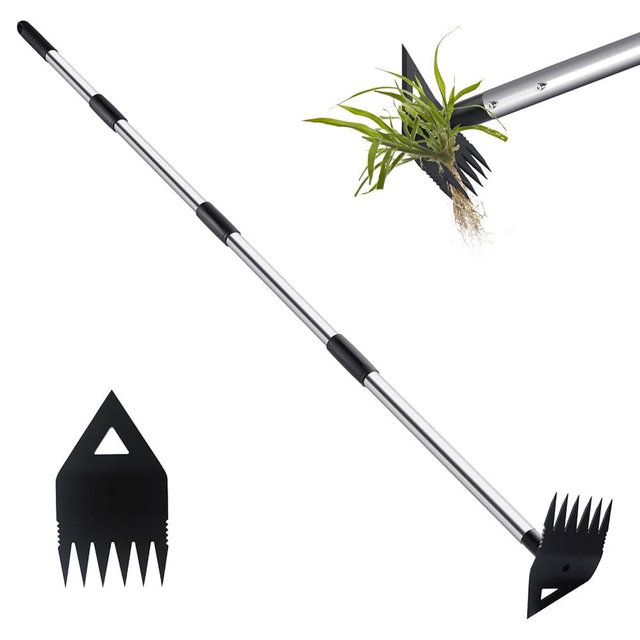 Weed Puller Tool with Long Handle, Hoe Garden Tool Weeding Rake Combo for Uprooting, Garden Hoe, Weed Remover Manual Weeder for Yard Flower Bed