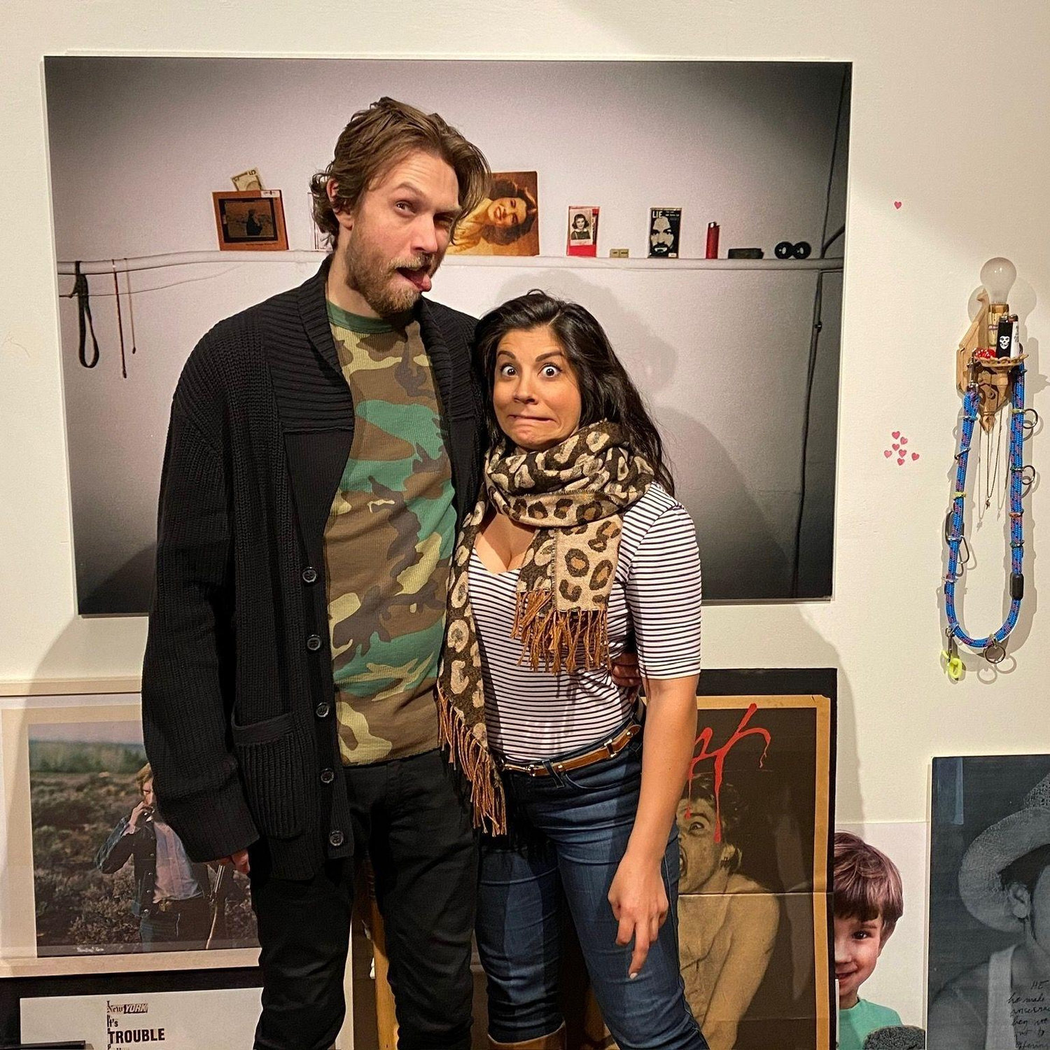 "Now a silly one!" at an art exhibit in Manhattan.