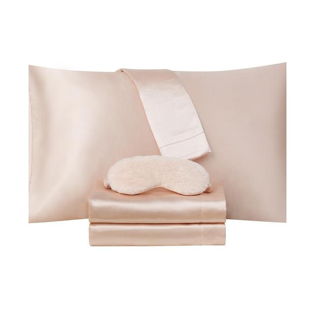 Jessica Sanders Satin King 5-Pc. Sheet And Plush Eye Mask Set