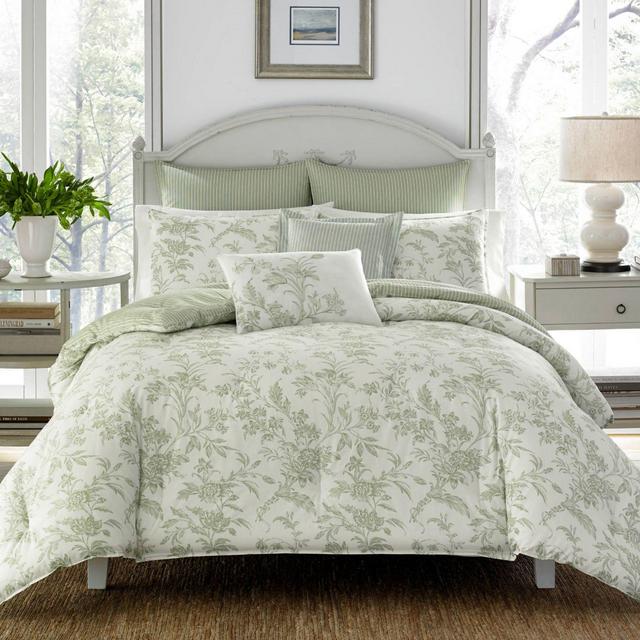 Laura Ashley® Natalie Reversible King Duvet Cover Set in Sage