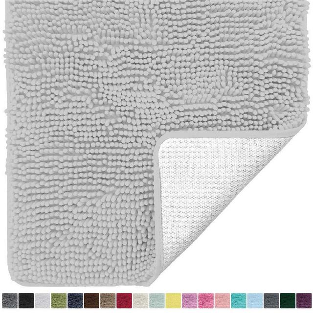 Gorilla Grip Original Luxury Chenille Bathroom Rug Mat, 30x20, Extra Soft and Absorbent Shaggy Rugs, Machine Wash Dry, Perfect Plush Carpet Mats for Tub, Shower, and Bath Room, Light Gray