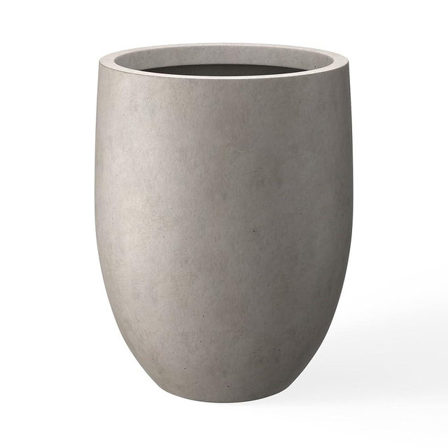 Kante 21.7" H Buff Concrete Tall Planter, Large Outdoor Indoor Decorative Pot with Drainage Hole and Rubber Plug, Modern Round Style for Home and Garden