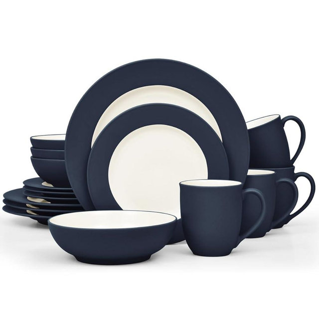 Noritake Colorwave Navy 16-Piece Rim Set, Service for 4 in Blue