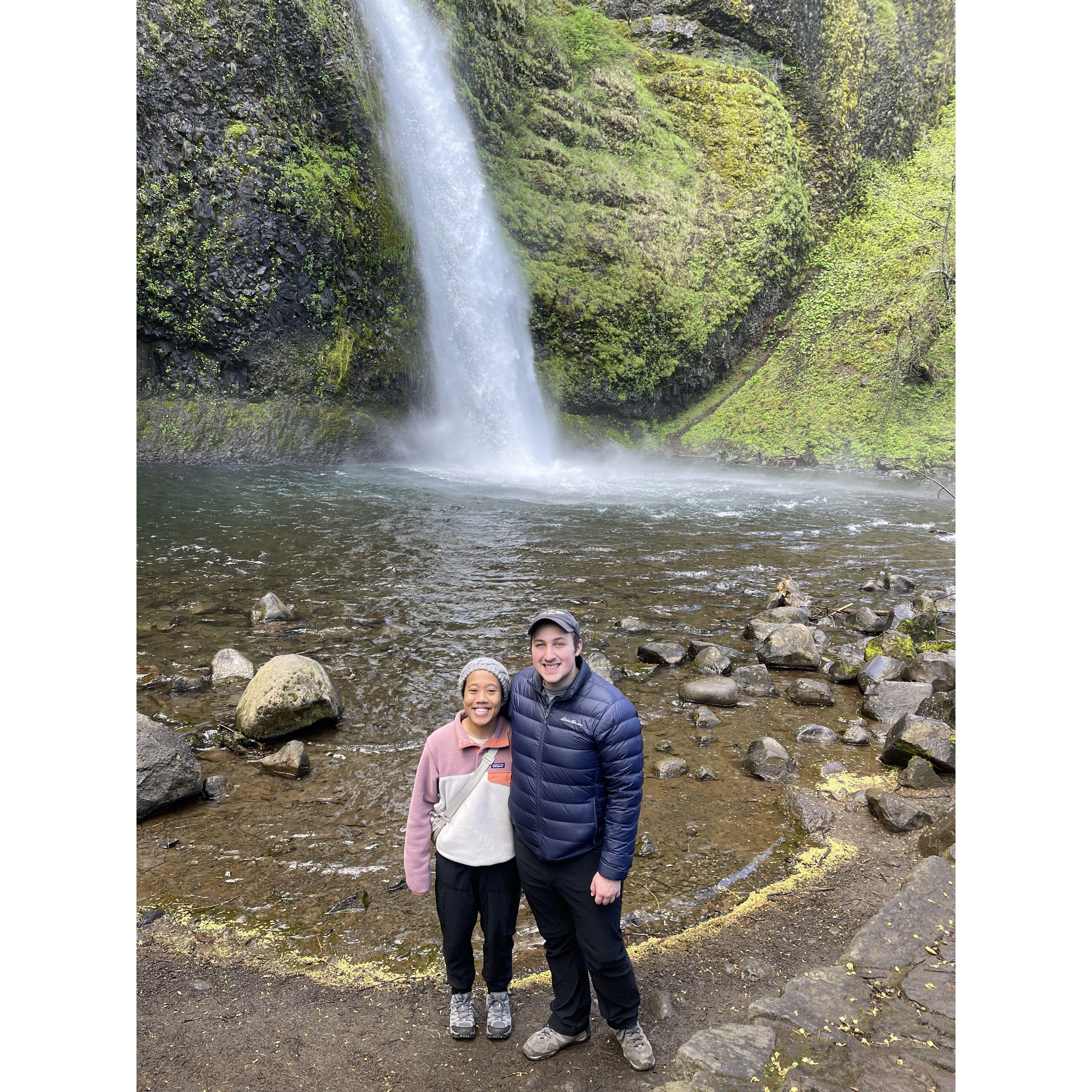 For whatever reason, even school couldn't stop us from spending time together. *We went hiking with a friend in Portland and got to see this beautiful water fall.* 04-14-24