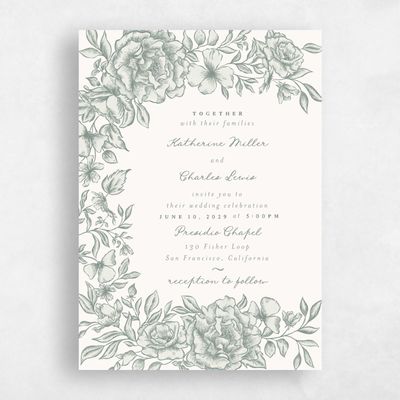 Deep Sage, Green Wedding Invitation - Sogno Portrait