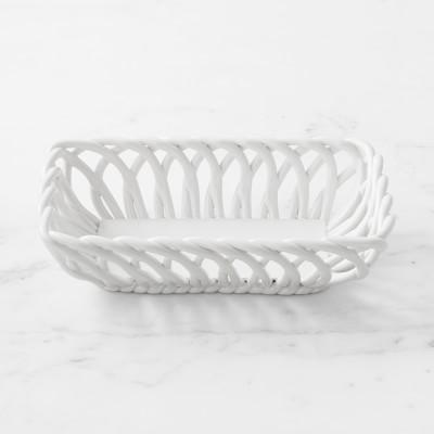 Low Ceramic Woven Bread Basket