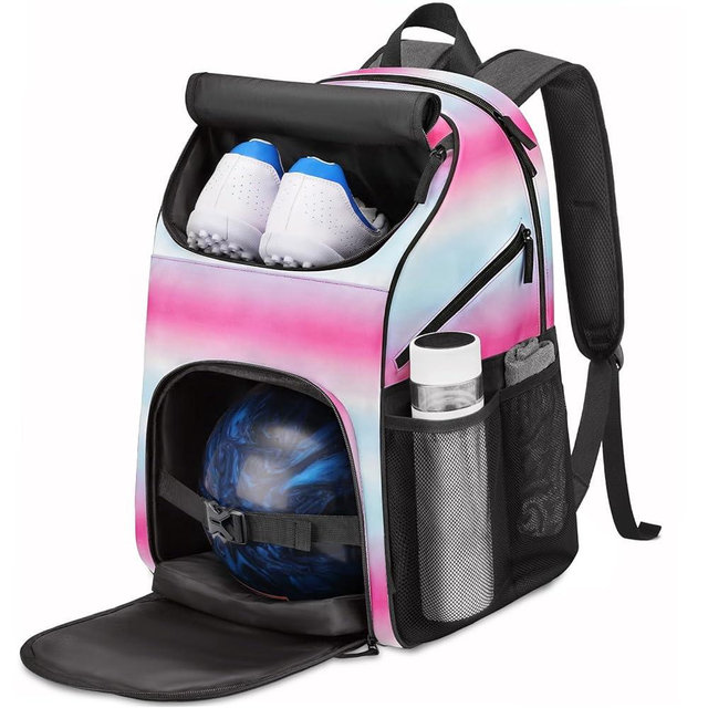Bosynoy Bowling Backpack, Bowling Ball Bag Totes for Single Ball with Shoe Compartment & Foam Padded, Fits Shoes Up to US Mens Size 16, Grey