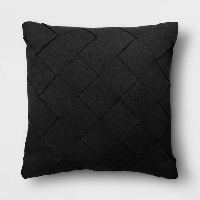 Square Basket Weave Throw Pillow Black - Project 62™
