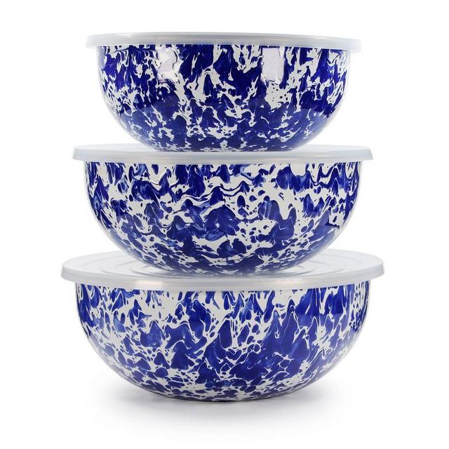 Enamel Mixing Bowls S/3 - Blue Speckle