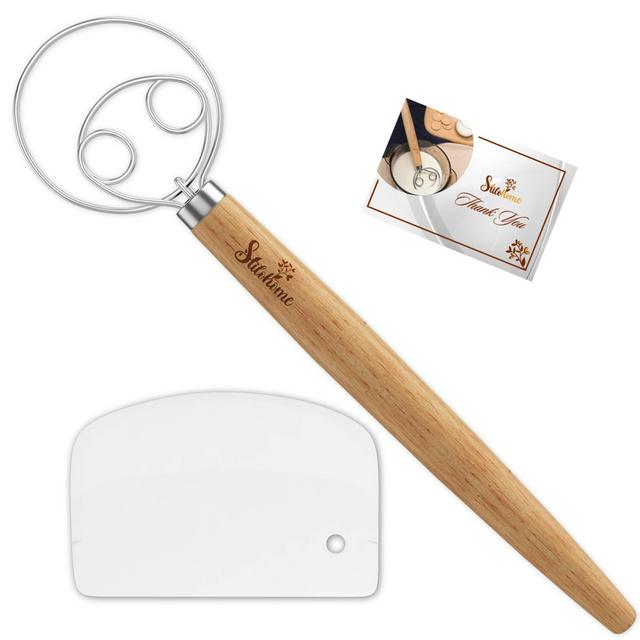 Danish Dough Whisk,13 Inch Stainless Dutch Bread Whisk, Kitchen Bread Mixer Whisk Scraper For Cooking Bread, Pastry, Dumpling And Pizza Dough Making