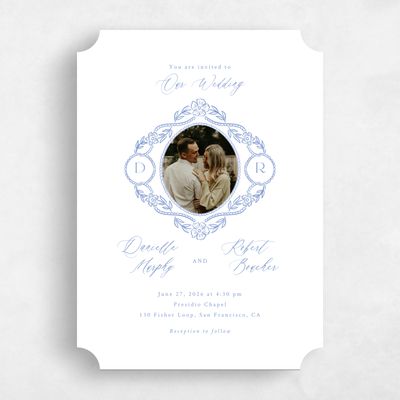 Blue Ticket Wedding Invitation - Estella Photo