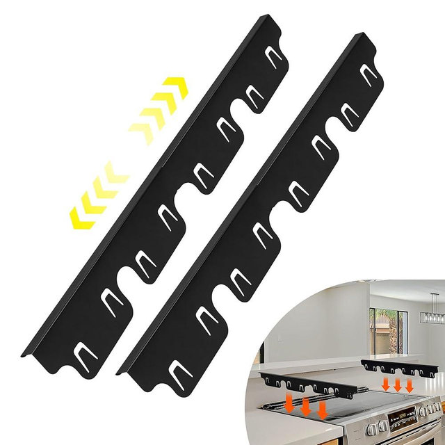 Stove Gap Covers - Extra Long Stainless Steel Oven Side Gap Filler, Stove Counter Gap Cover, Guard Between Stove Top & Counter Range Trim Kit Easy Clean & Heat Resistant, Adjustable Length 13" to 27"