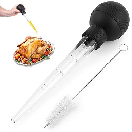 Zulay (Large) Turkey Baster With Cleaning Brush - Food Grade Syringe Baster For Cooking & Basting With Detachable Round Bulb - Ideal For Butter Drippings, Glazes, Roasting Juices for Poultry, and More