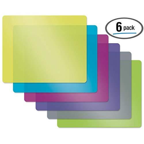 Flexible Plastic Cutting Board Mats, Set of 6, Textured, 6 Vivid, Translucent Colors by Better Kitchen Products
