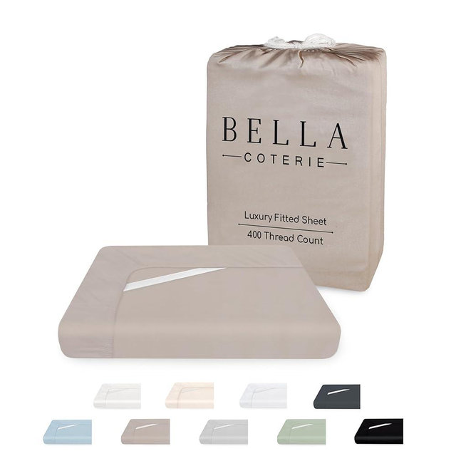 Bella Coterie Luxury Bamboo Viscose King Size Fitted Sheet | 100% Organically Grown | Ultra Soft | Cooling for Hot Sleepers | 18" Deep Pocket [Dune]