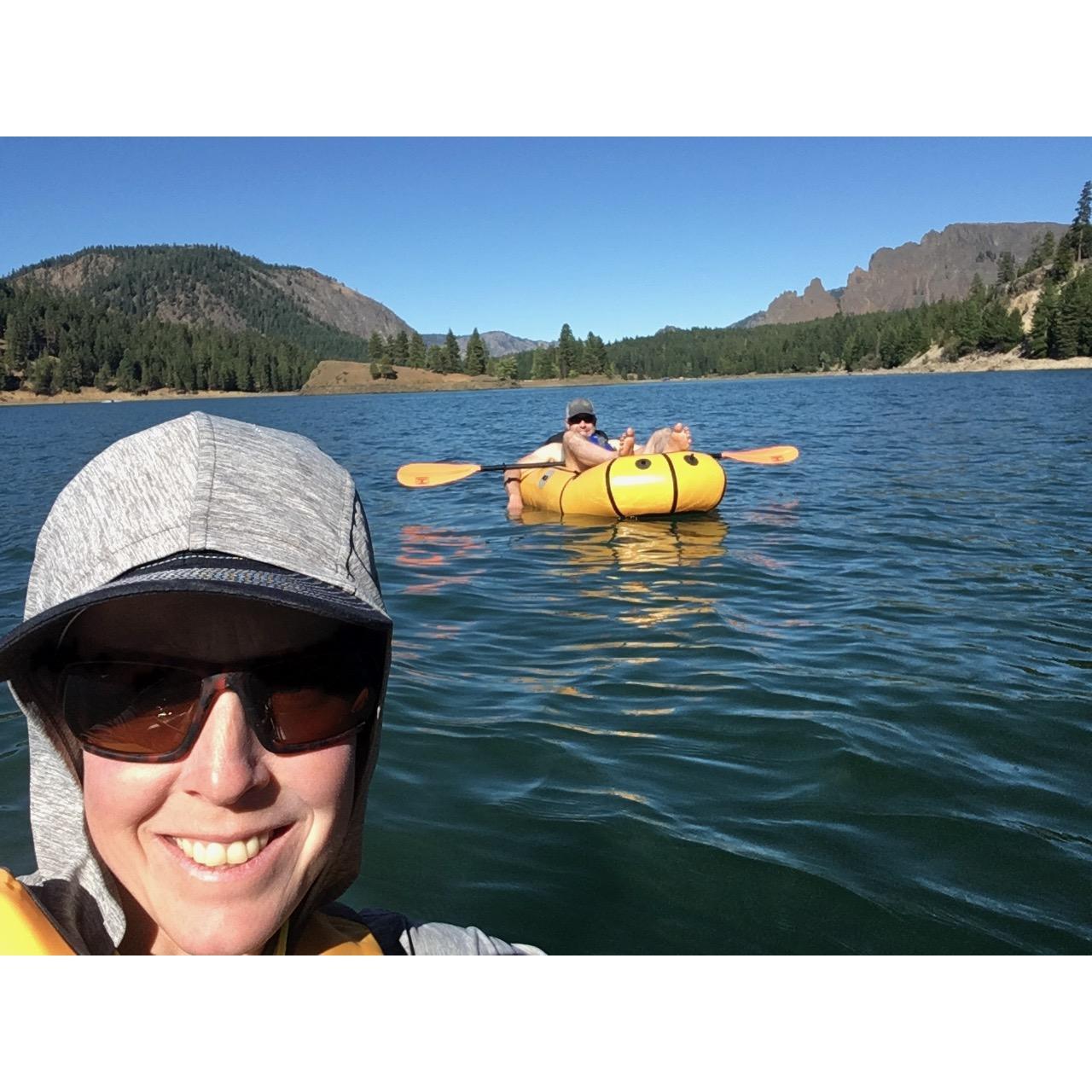 Paddling on Rimrock Lake, Tieton river valley, WA.