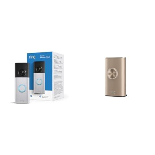 Ring Battery Doorbell Plus (newest model), Retinal 2K with wide-angle video, up to 6x Enhanced Zoom, Night Vision, and Quick Release Battery Pack, Polished Sandstone