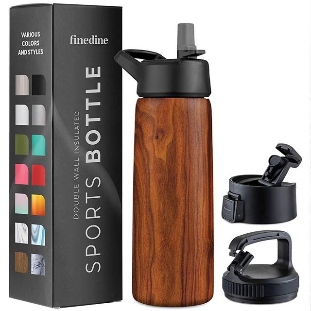 Triple Insulated Stainless Steel Water Bottle with Straw Lid - Flip Top Lid - Wide Mouth Cap (26 oz) Insulated Water Bottles, Keeps Hot and Cold - Great for Hiking & Biking.