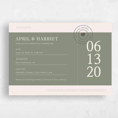 Green Landscape Wedding Invitation - Perch Stamp